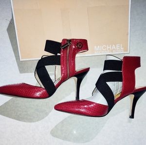 Michael Kors scarlet red and black pumps